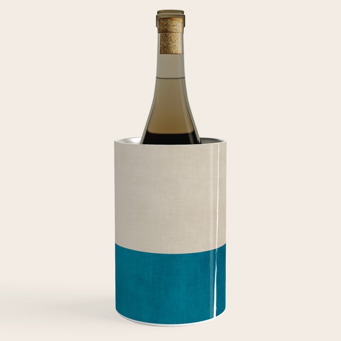 Teal Yellow Beige Abstract Artwork Wine Chiller Gallery Image 3