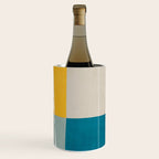 Teal Yellow Beige Abstract Artwork Wine Chiller Gallery Image 1
