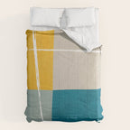 Teal Yellow Beige Abstract Artwork Comforter Gallery Image 6