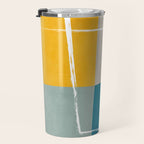 Teal Yellow Beige Abstract Artwork Travel Mug Gallery Image 3