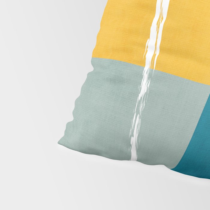 Teal Yellow Beige Abstract Artwork Pillow Sham Gallery Image 4