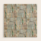 New York watercolor Wood Wall Art Gallery Image 1