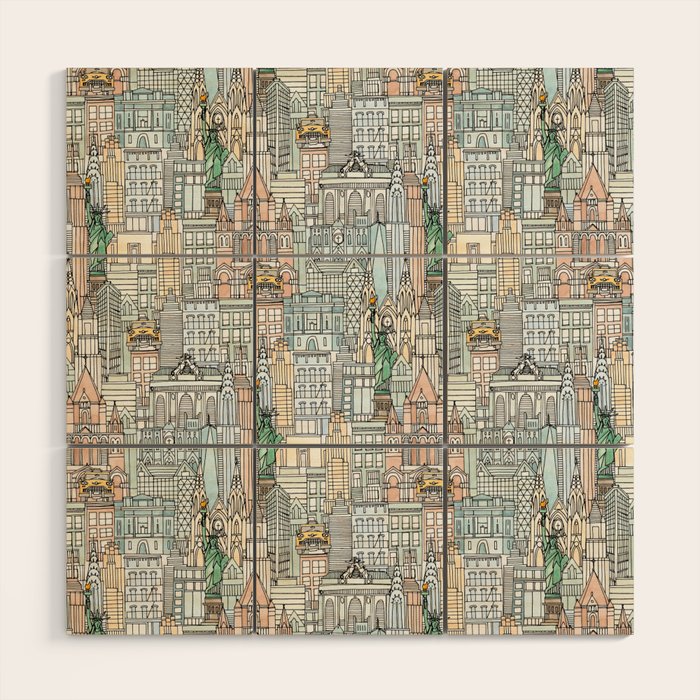 New York watercolor Wood Wall Art Gallery Image 1