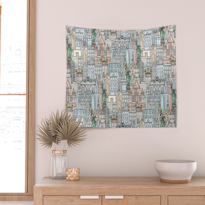 New York watercolor Wall Tapestry Gallery Image 2