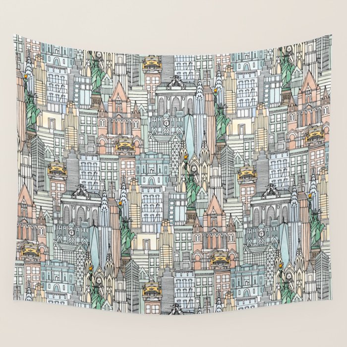 New York watercolor Wall Tapestry Gallery Image 1