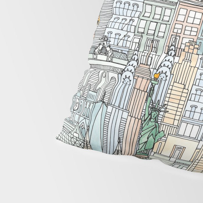 New York watercolor Pillow Sham Gallery Image 4