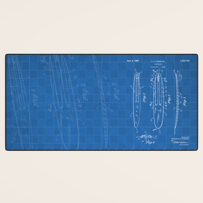 Surfboard Patent - Surfer Surfing Lover Art - Blueprint Desk Mat Gallery Image 3