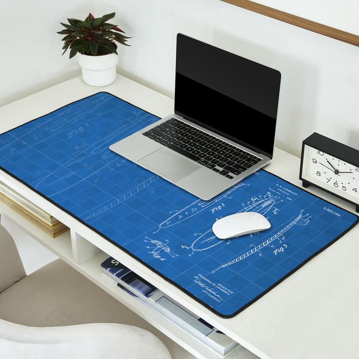 Surfboard Patent - Surfer Surfing Lover Art - Blueprint Desk Mat Gallery Image 2