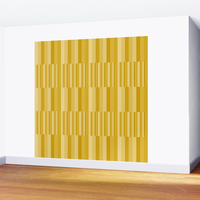 Mixed Stripes Pattern XI Golden Yellow Wall Mural Gallery Image 2