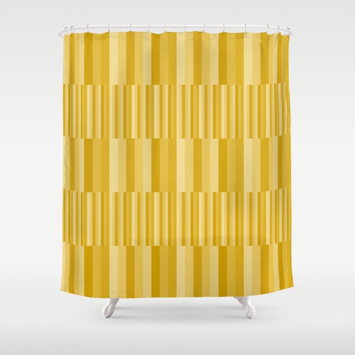 Mixed Stripes Pattern XI Golden Yellow Shower Curtain Gallery Image 1