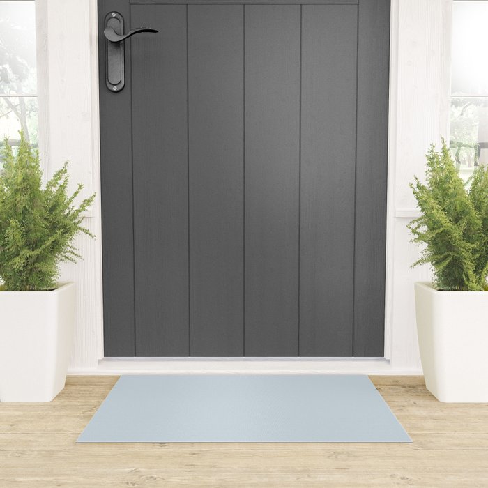Light Ice Blue Pale Solid Color Welcome Mat Gallery Image 3