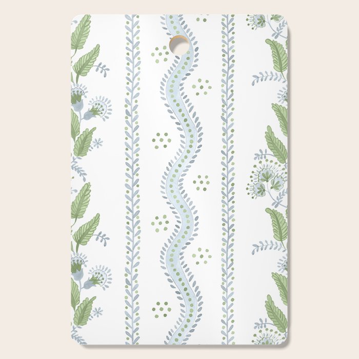 Soft Blue Green Emma Stripe Cutting Board Gallery Image 1