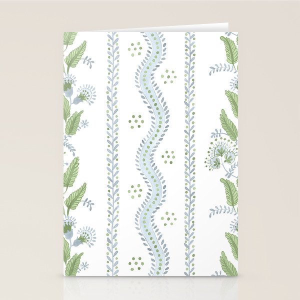 Soft Blue Green Emma Stripe Stationery Card Gallery Image 1