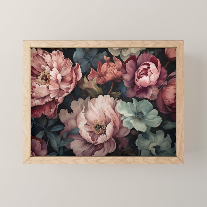Regency Vibe Floral Opulence Moody Garden Mini Art Print Gallery Image 1