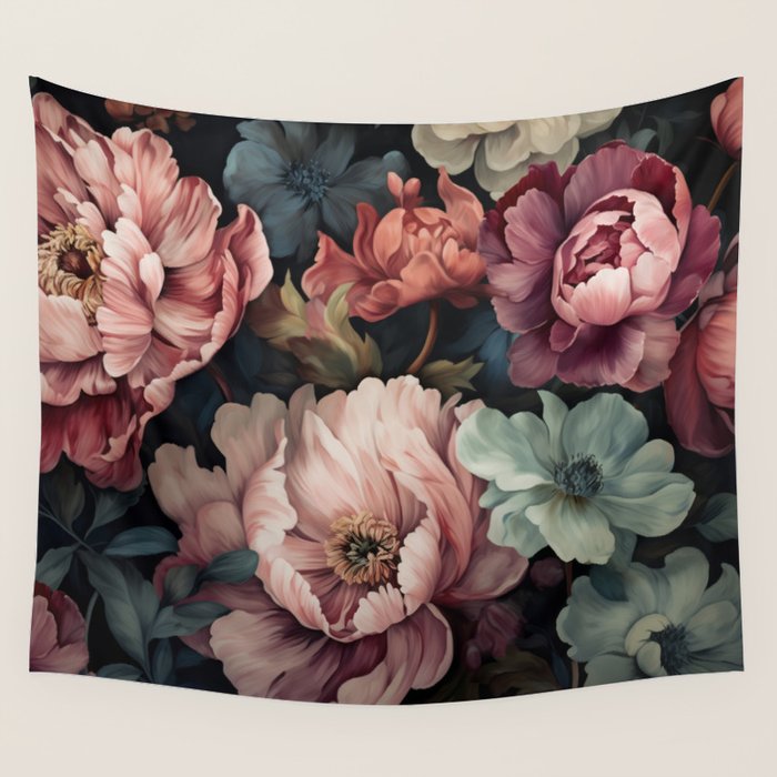 Regency Vibe Floral Opulence Moody Garden Wall Tapestry Gallery Image 1