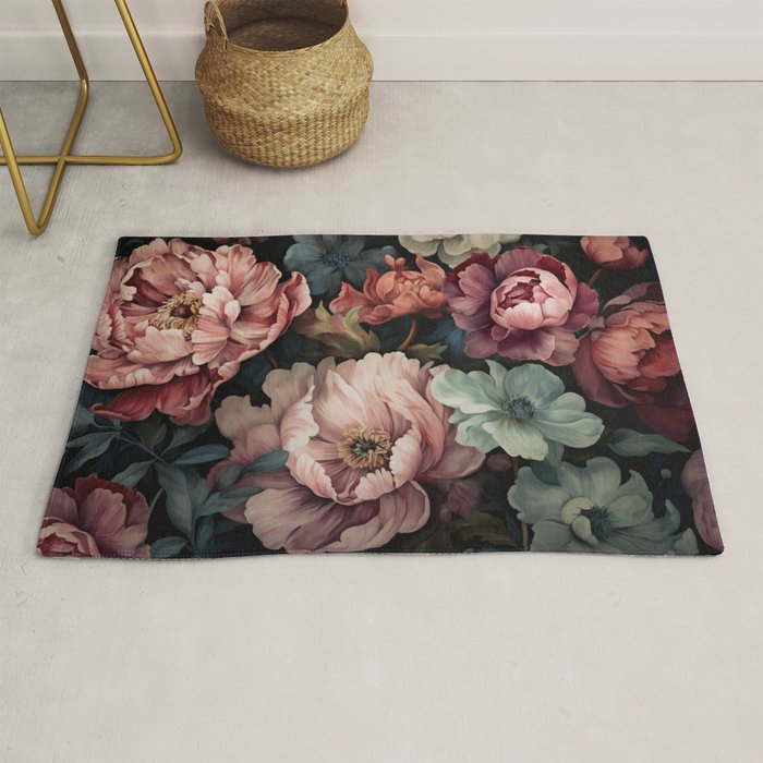 Regency Vibe Floral Opulence Moody Garden Rug Gallery Image 1