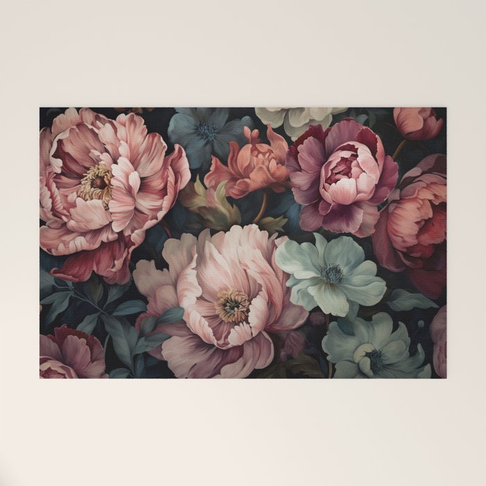 Regency Vibe Floral Opulence Moody Garden Welcome Mat Gallery Image 1