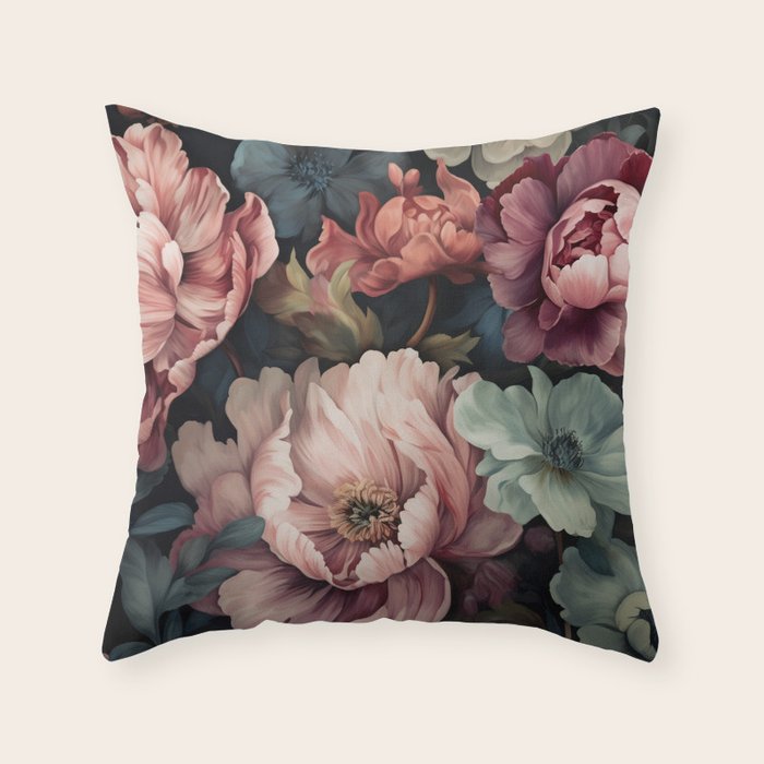 Regency Vibe Floral Opulence Moody Garden Throw Pillow Gallery Image 6