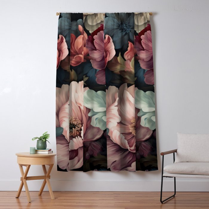 Regency Vibe Floral Opulence Moody Garden Window Curtain Gallery Image 5