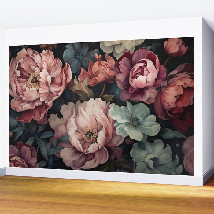 Regency Vibe Floral Opulence Moody Garden Wall Mural Gallery Image 2