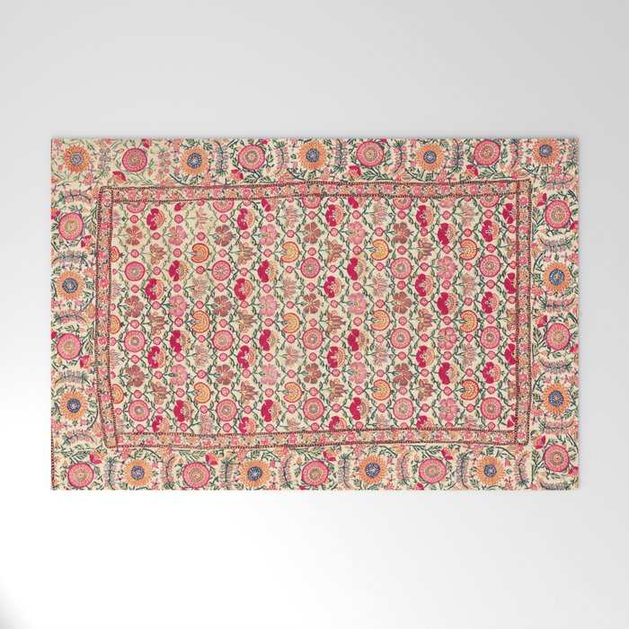 Vintage India Embroidered Textile, 17th Century Welcome Mat Gallery Image 1