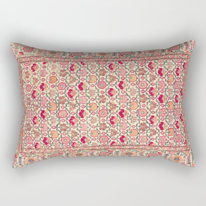 Vintage India Embroidered Textile, 17th Century Rectangular Pillow Gallery Image 2