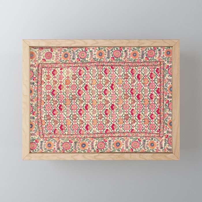 Vintage India Embroidered Textile, 17th Century Mini Art Print Gallery Image 1