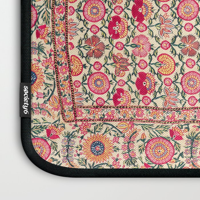 Vintage India Embroidered Textile, 17th Century Laptop Sleeve Gallery Image 3