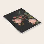 Vintage Botanical Illustration Beautiful Lush Roses Flowers Black Background Notebook Gallery Image 3