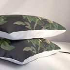 Vintage Botanical Illustration Beautiful Lush Roses Flowers Black Background Pillow Sham Gallery Image 3