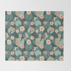Pastel frogs and waterlilies - Magical Forest Throw Blanket Gallery Image 2