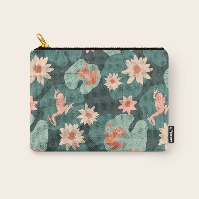 Pastel frogs and waterlilies - Magical Forest Carry All Pouch Gallery Image 1