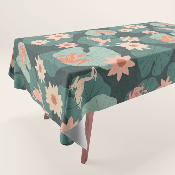 Pastel frogs and waterlilies - Magical Forest Tablecloth Gallery Image 1