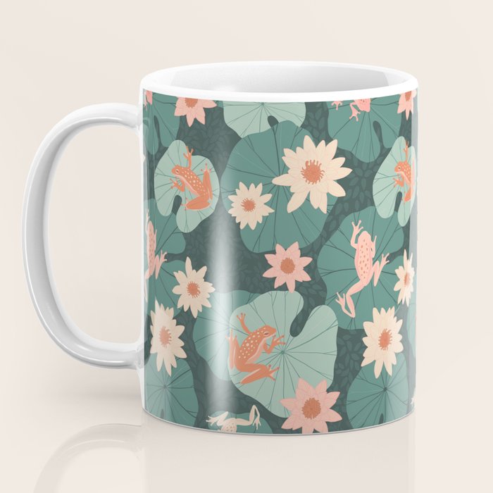 Pastel frogs and waterlilies - Magical Forest Coffee Mug Gallery Image 3