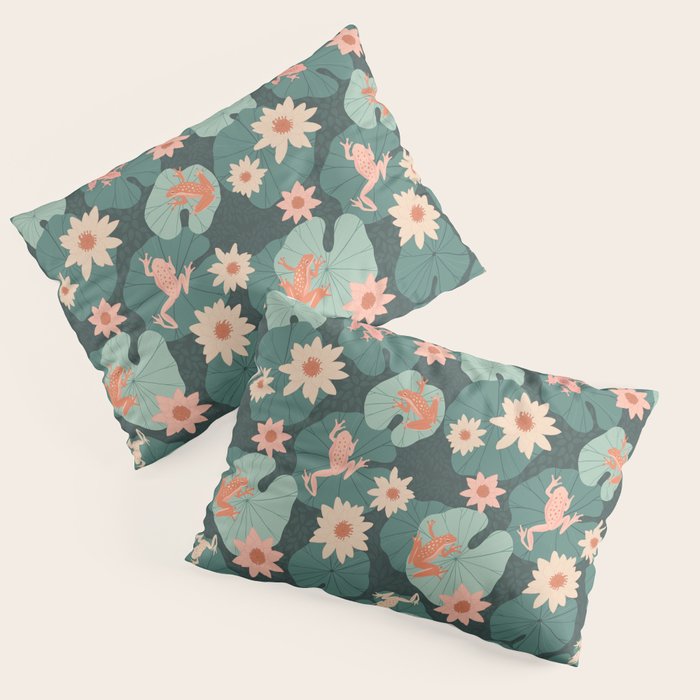 Pastel frogs and waterlilies - Magical Forest Pillow Sham Gallery Image 3