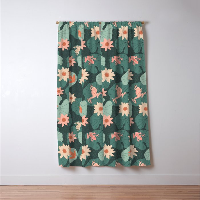 Pastel frogs and waterlilies - Magical Forest Window Curtain Gallery Image 3