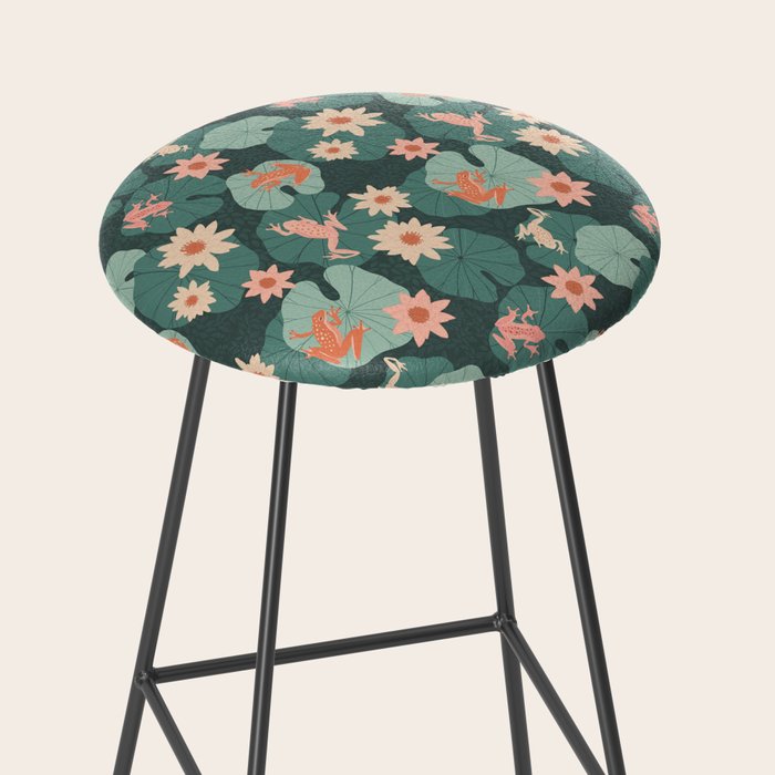 Pastel frogs and waterlilies - Magical Forest Stool Gallery Image 2