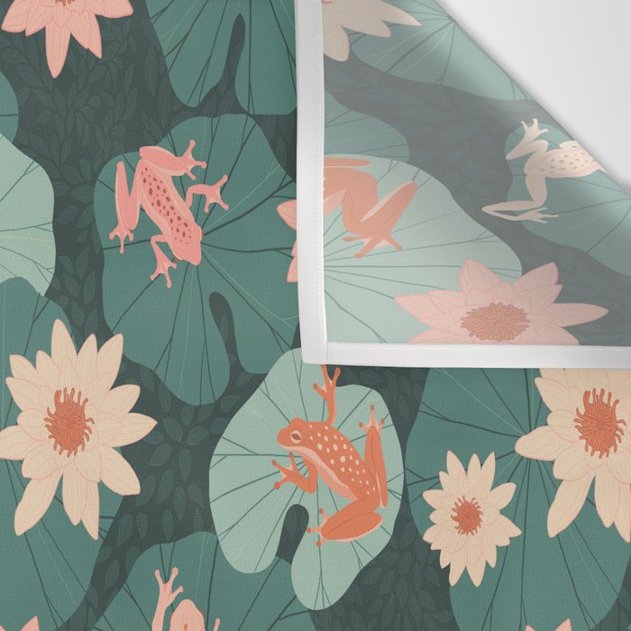 Pastel frogs and waterlilies - Magical Forest Wall Tapestry Gallery Image 3
