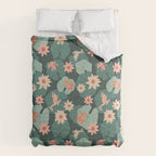 Pastel frogs and waterlilies - Magical Forest Comforter Gallery Image 6