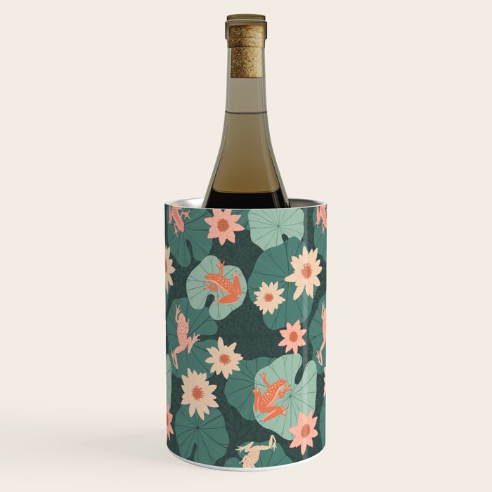 Pastel frogs and waterlilies - Magical Forest Wine Chiller Gallery Image 1