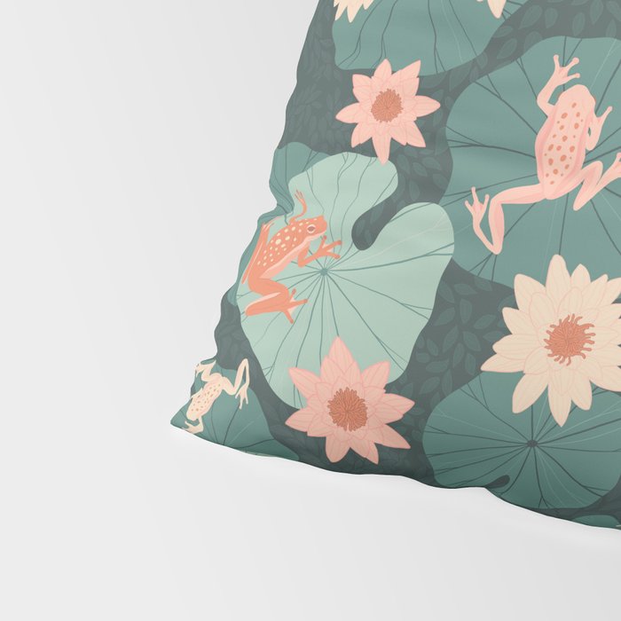 Pastel frogs and waterlilies - Magical Forest Pillow Sham Gallery Image 4