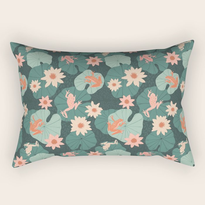 Pastel frogs and waterlilies - Magical Forest Rectangular Pillow Gallery Image 2