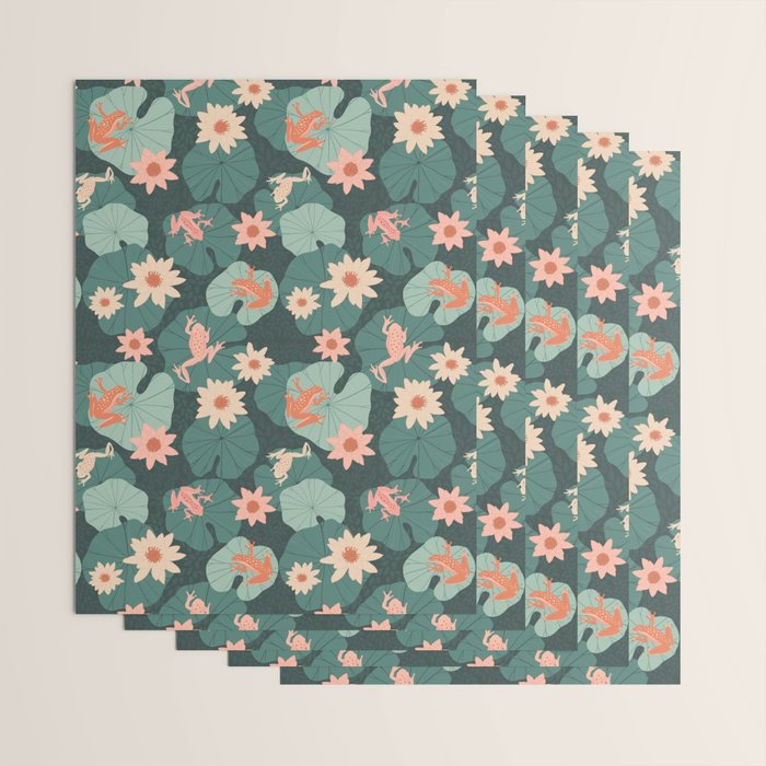Pastel frogs and waterlilies - Magical Forest Wrapping Paper Gallery Image 3