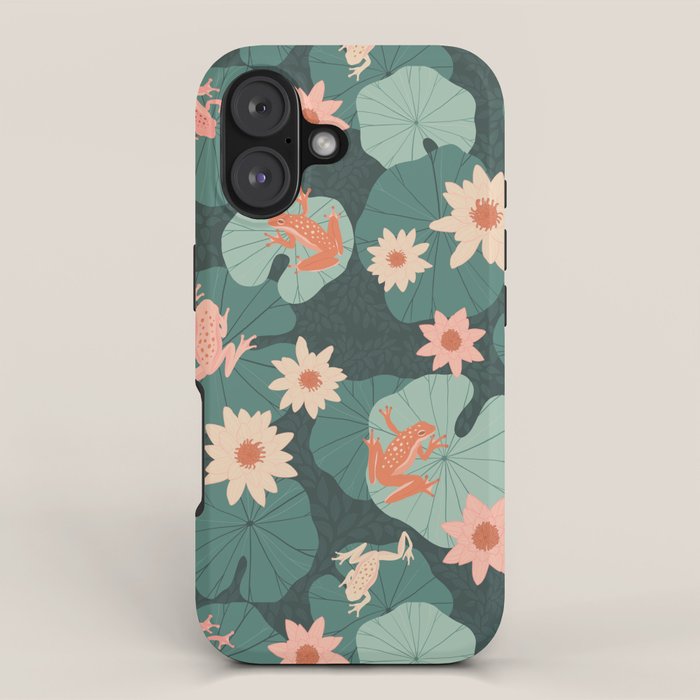 Pastel frogs and waterlilies - Magical Forest iPhone Case Gallery Image 1