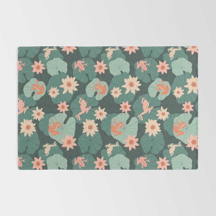 Pastel frogs and waterlilies - Magical Forest Rug Gallery Image 2
