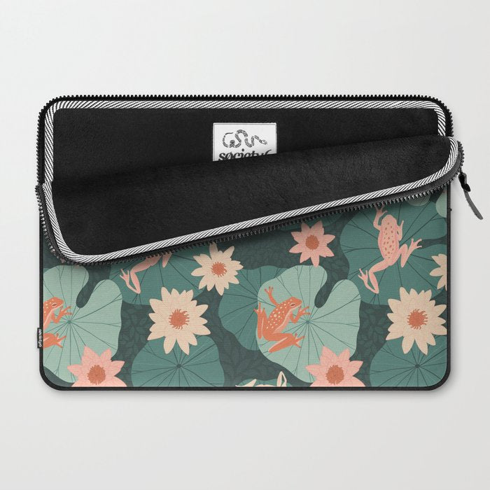 Pastel frogs and waterlilies - Magical Forest Laptop Sleeve Gallery Image 2