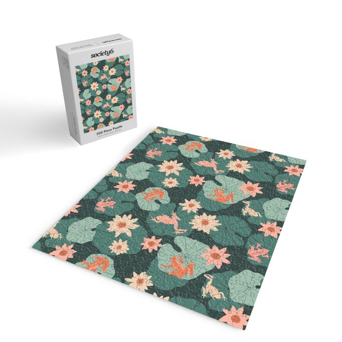 Pastel frogs and waterlilies - Magical Forest Jigsaw Puzzle Gallery Image 2