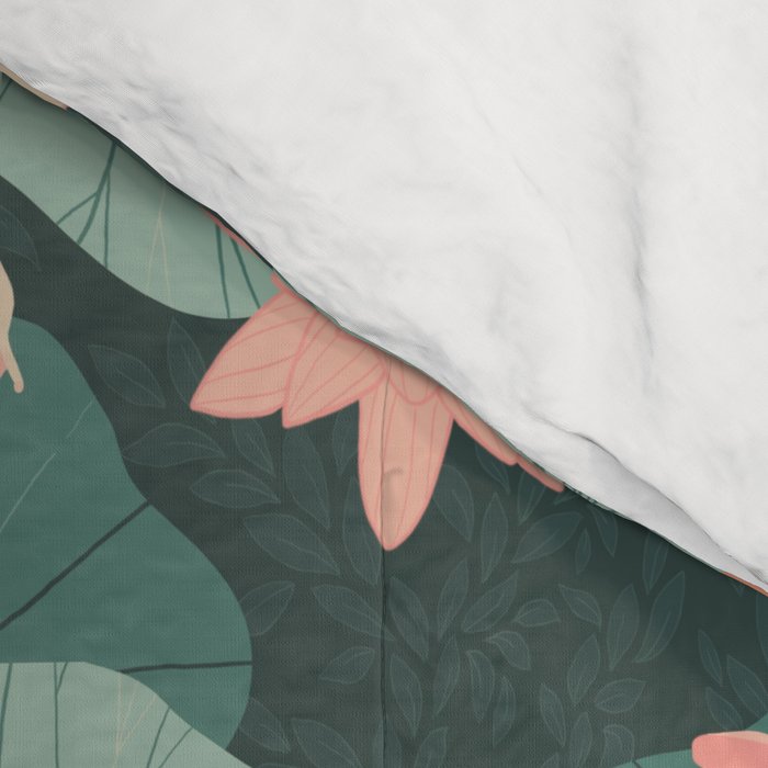 Pastel frogs and waterlilies - Magical Forest Comforter Gallery Image 4