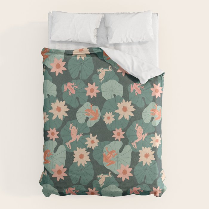 Pastel frogs and waterlilies - Magical Forest Duvet Cover Gallery Image 6