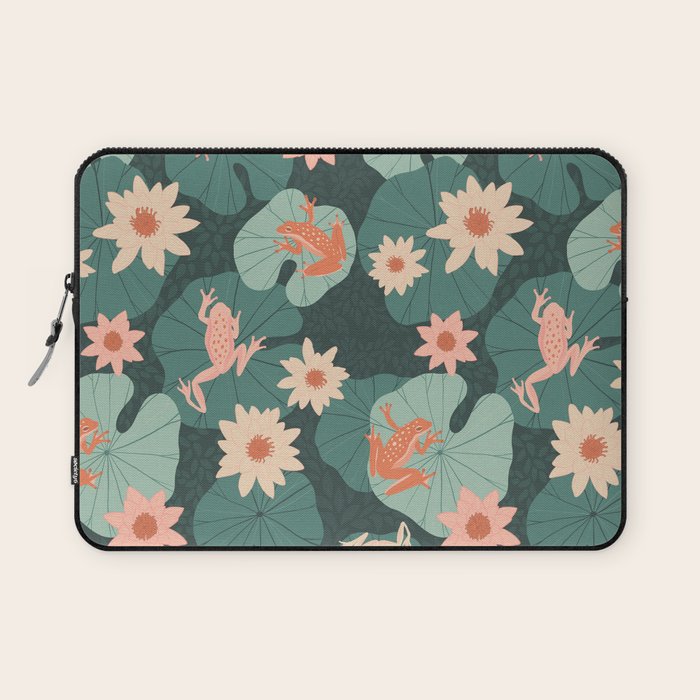 Pastel frogs and waterlilies - Magical Forest Laptop Sleeve Gallery Image 1